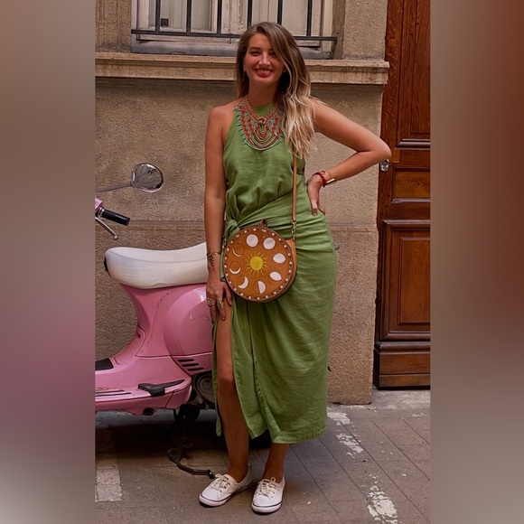 Free People free-est Call Me Midi wrap dress in green - Picture 3 of 15